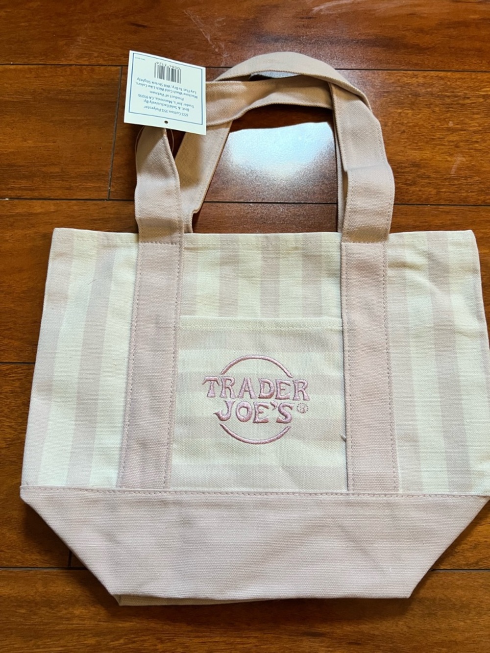 Trader Joe’s Pink Stripe Canvas Small Tote Bag